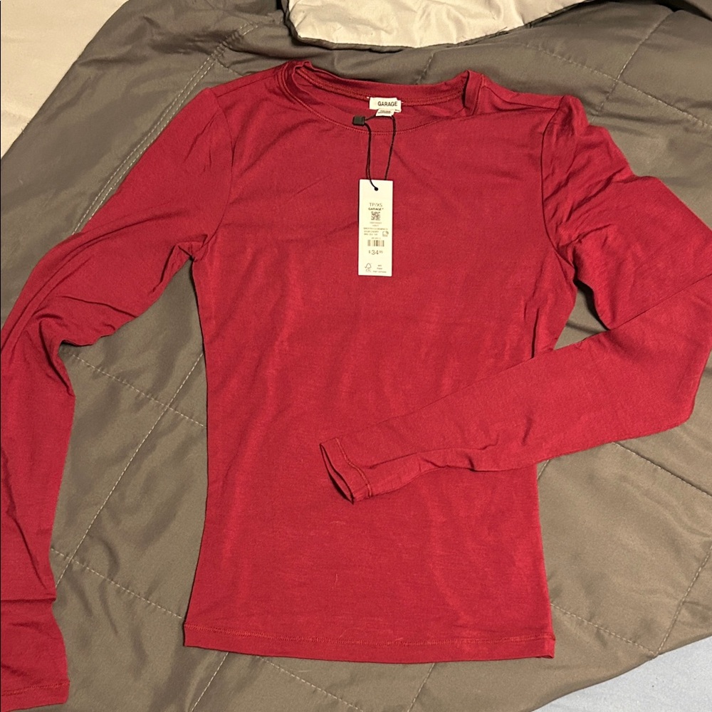 Garage Bold Red Long Sleeve Top